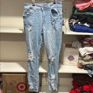 Wax Jean Light Blue Distressed Skinny Jeans